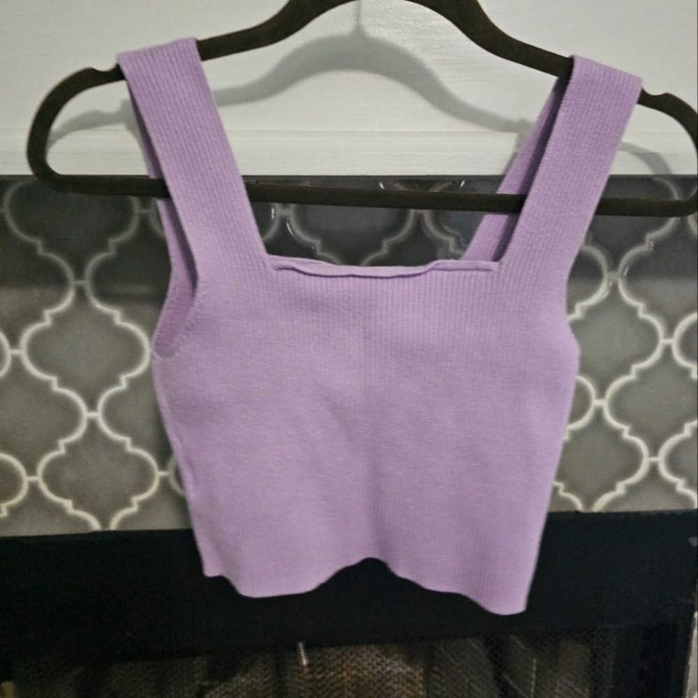 Purple Ribbed Knit Top